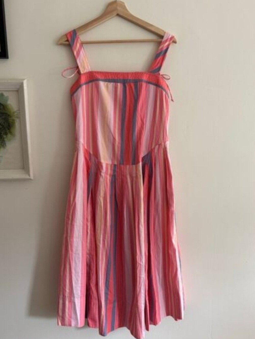 Free People Primavera Stiriped Drop Waist Midi Sundress Pink Small